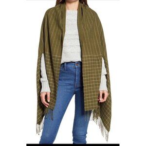 Madewell Women's Pitch Stitch Cape Scarf Olive Green 29”W x 75”